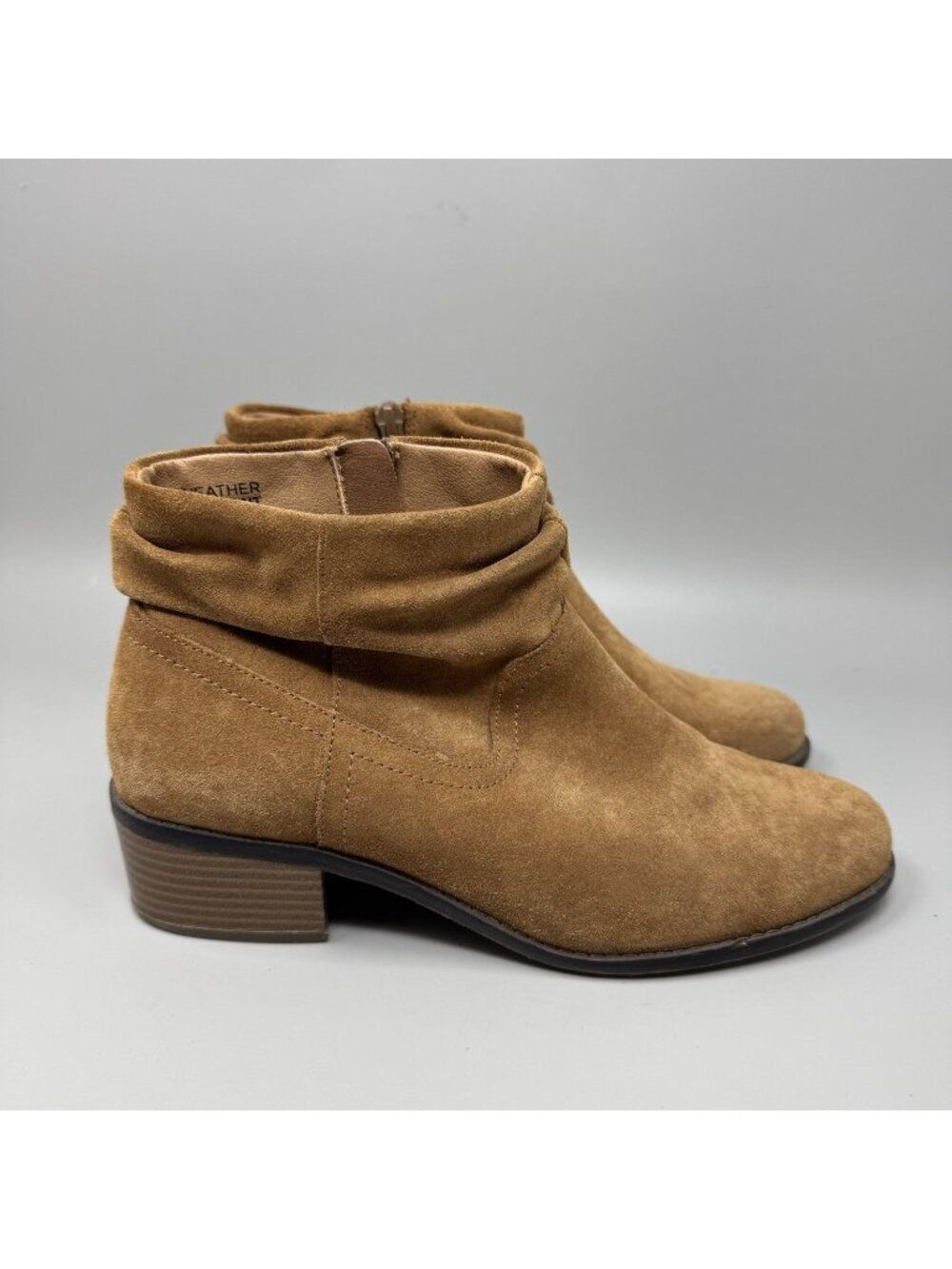 Vionic Kanela Ankle Boots 8.5 Brown Suede Weather Resistant Comfort Orthotic Zip